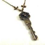 Bronzed Angels Key Necklace Jewelry With Cross..