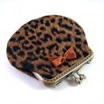 Leopard Frame Pouch With Brown Satin Bow - Frame..