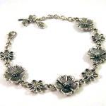 Silver Flower Bracelet Jewelry With Dragonfly..