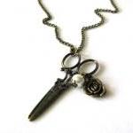 Vintage Inspired Scissor Necklace Jewelry With..