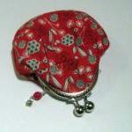 Flower On Red Frame Pouch - Frame Purse
