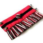 Red And Black Stripe Fabric Cuff Bracelet -..