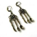 Knife Fork Spoon Earrings Jewelry - Antiqued..