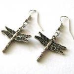 Antiqued Silver Dragonfly Earrings Jewelry