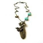 Bronzed Dragonfly Wing Necklace Jewelry With..