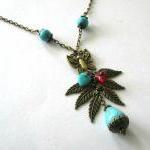 Teardrop Howlite Turquoise Necklace Butterfly..