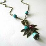 Teardrop Howlite Turquoise Necklace Butterfly..