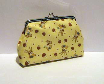 Little Deer With Mushrooms Frame Pouch - Yellow Frame Purse